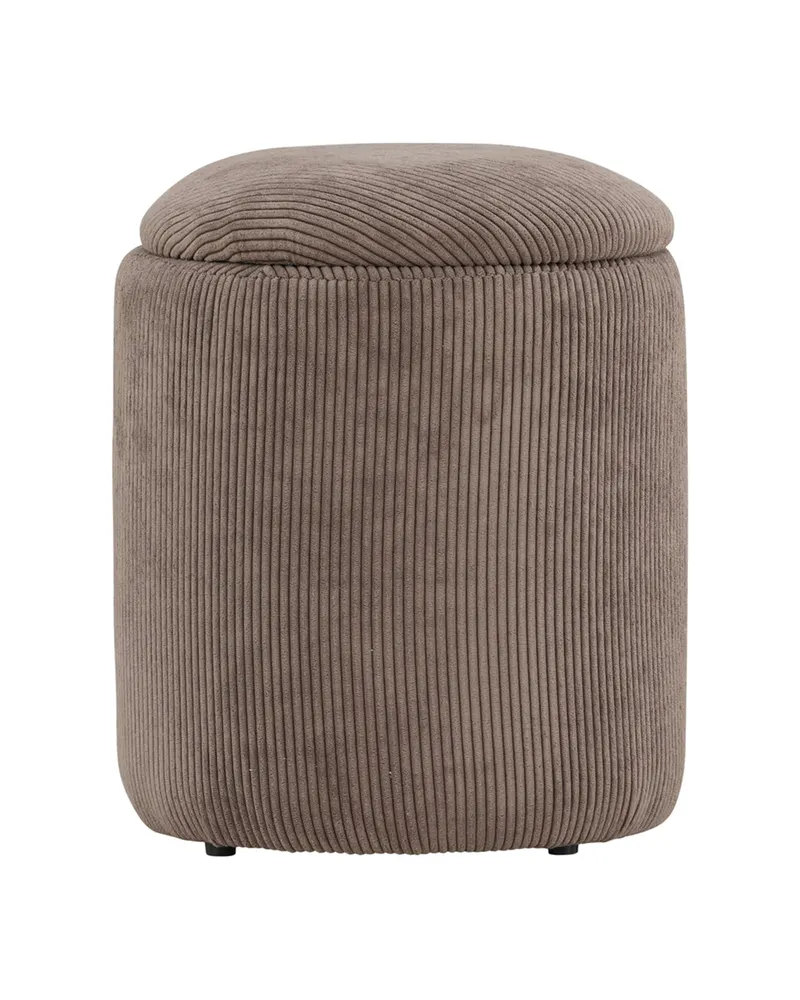 Limpen zylinderförmiger Pouf mit Deckel in Braun, Polyester-Cord, Ansicht 1