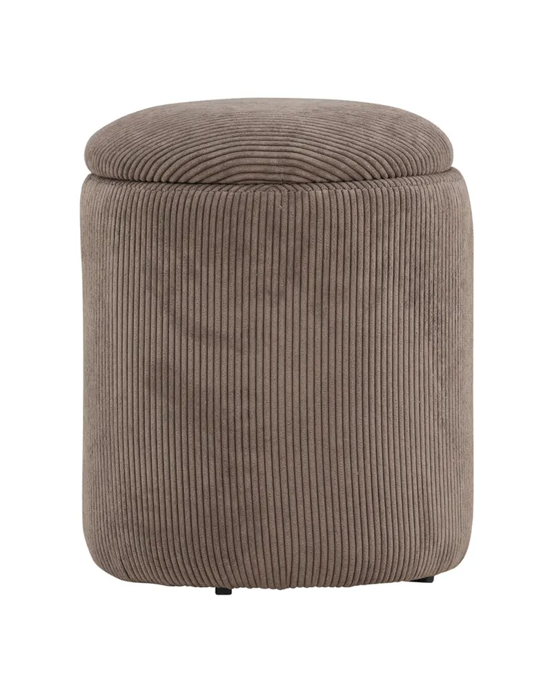 Limpen zylinderförmiger Pouf mit Deckel in Braun, Polyester-Cord, Ansicht 7