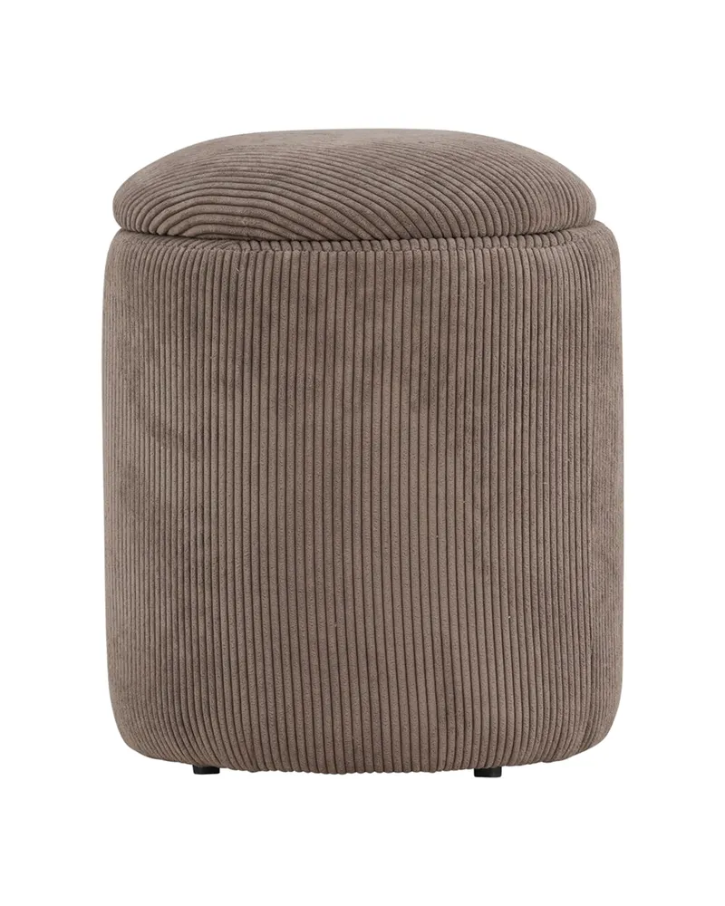 Limpen zylinderförmiger Pouf mit Deckel in Braun, Polyester-Cord, Ansicht 8
