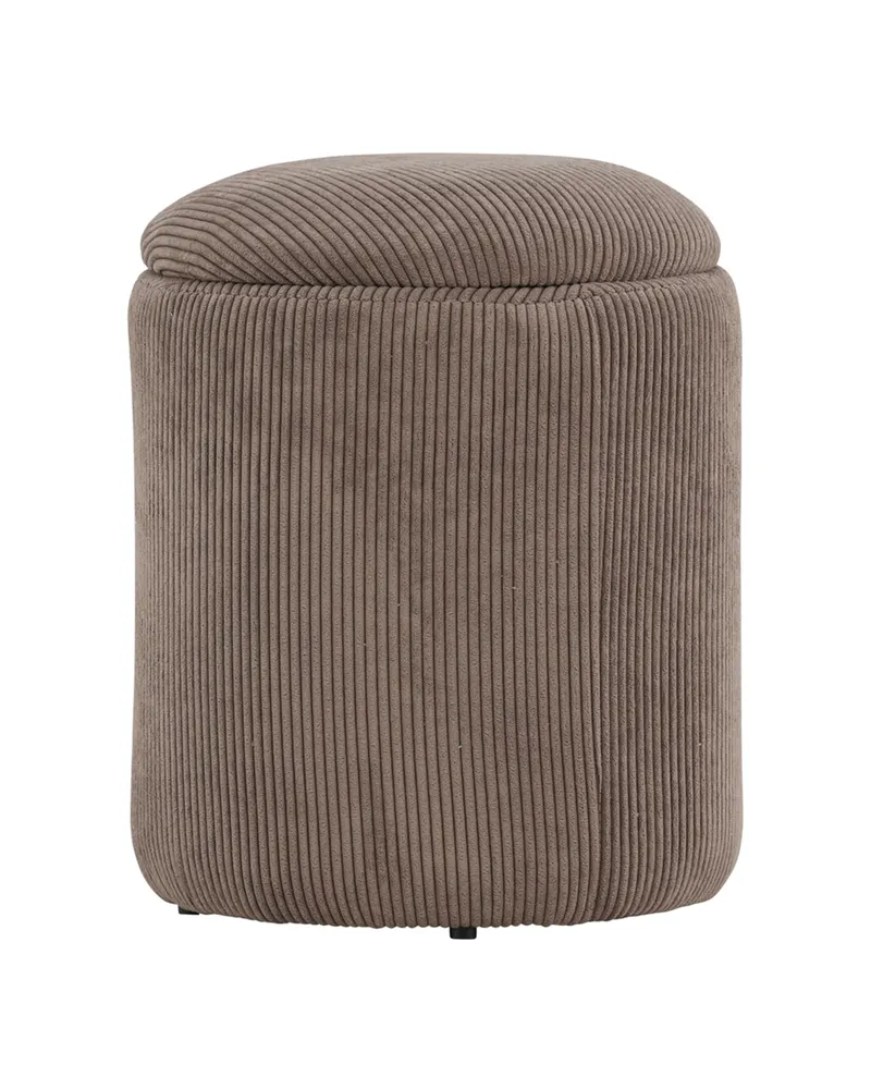 Limpen zylinderförmiger Pouf mit Deckel in Braun, Polyester-Cord, Ansicht 9