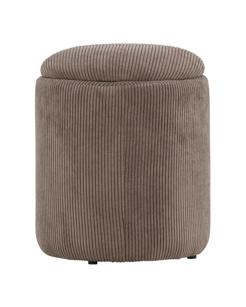 Limpen zylinderförmiger Pouf mit Deckel in Braun, Polyester-Cord, Ansicht 10