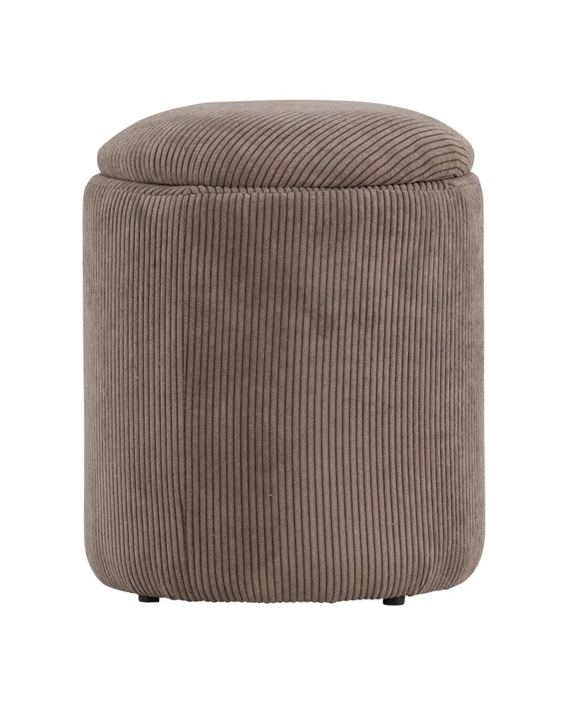 Limpen zylinderförmiger Pouf mit Deckel in Braun, Polyester-Cord, Ansicht 11