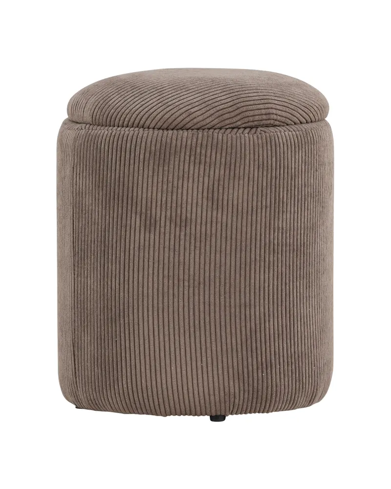 Limpen zylinderförmiger Pouf mit Deckel in Braun, Polyester-Cord, Ansicht 12
