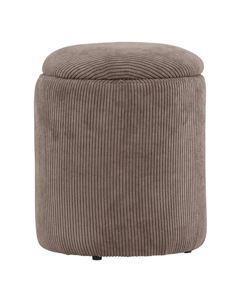 Limpen zylinderförmiger Pouf mit Deckel in Braun, Polyester-Cord, Ansicht 2