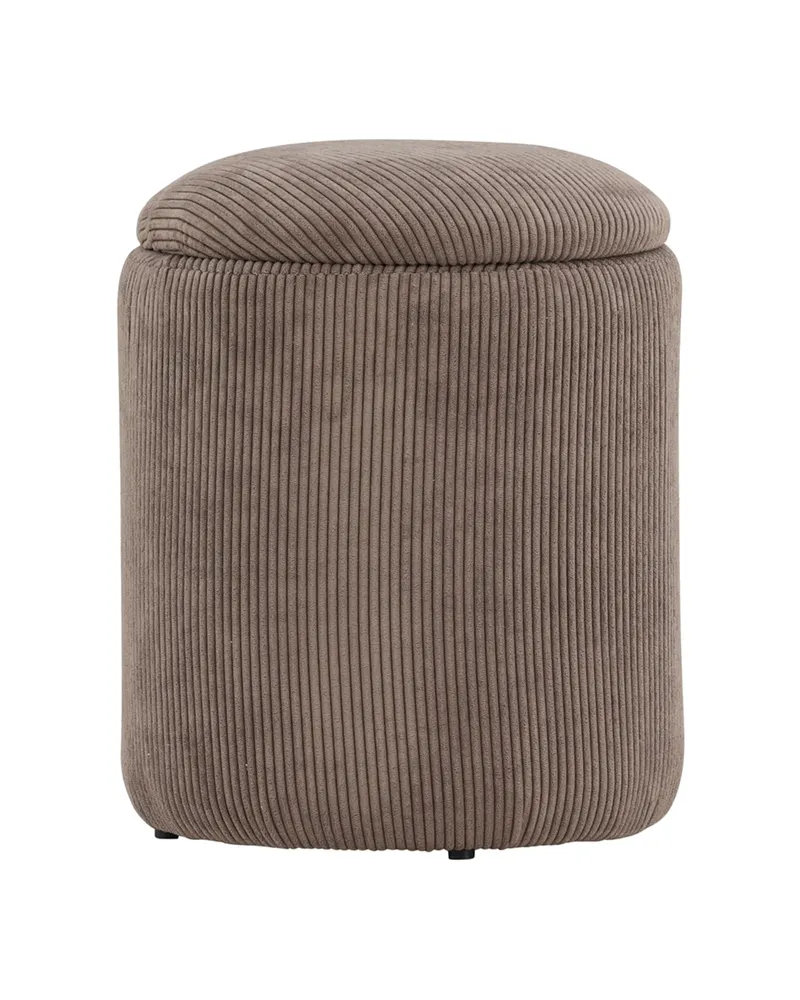 Limpen zylinderförmiger Pouf mit Deckel in Braun, Polyester-Cord, Ansicht 3