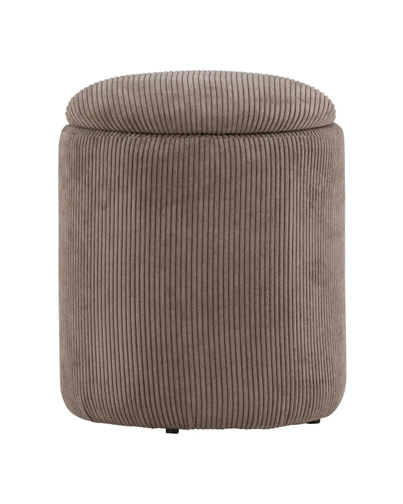 Limpen zylinderförmiger Pouf mit Deckel in Braun, Polyester-Cord, Ansicht 4