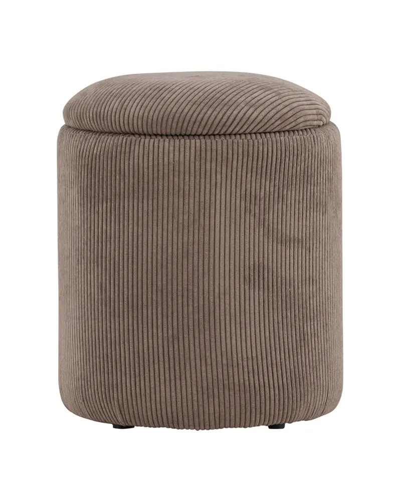 Limpen zylinderförmiger Pouf mit Deckel in Braun, Polyester-Cord, Ansicht 5