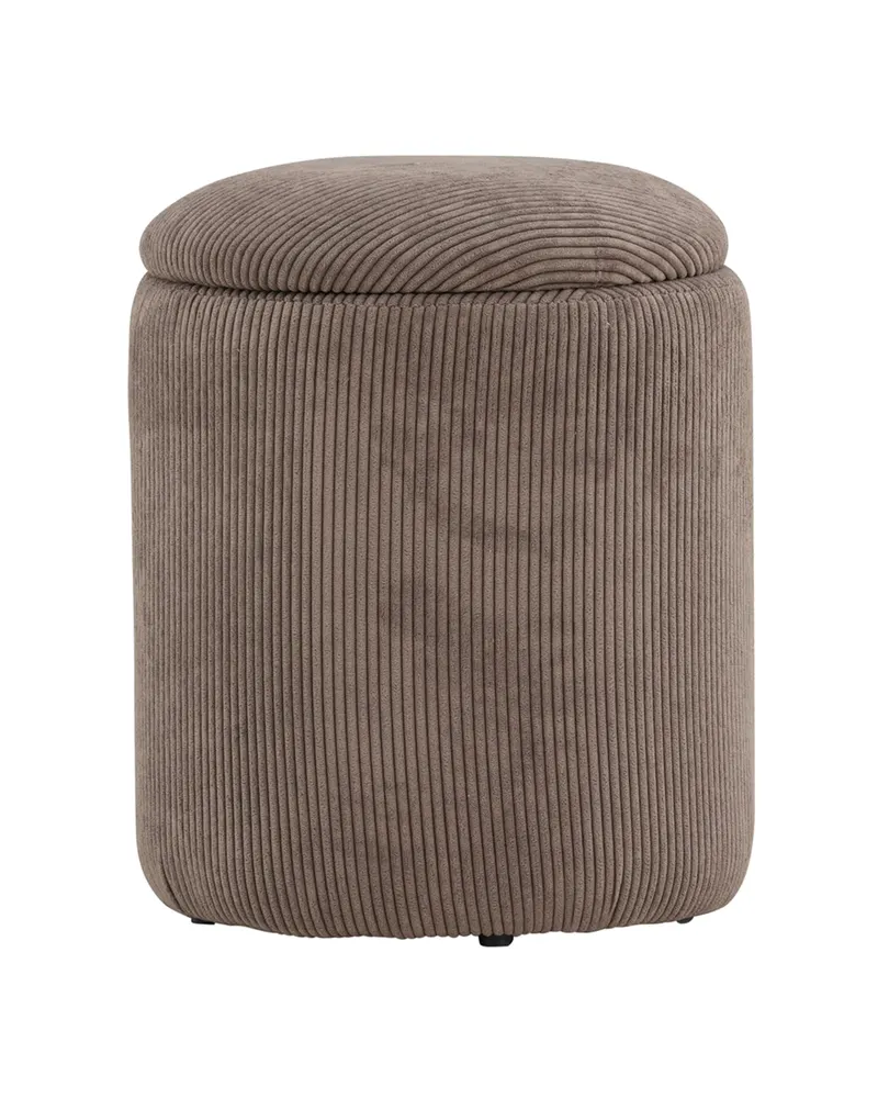 Limpen zylinderförmiger Pouf mit Deckel in Braun, Polyester-Cord, Ansicht 6