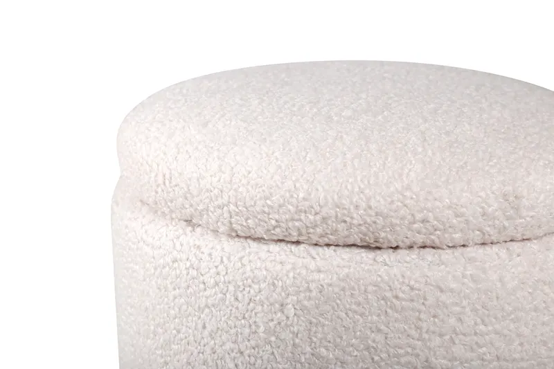 Limpen zylinderförmiger Pouf mit Deckel in Weiß, Polyester-Teddystoff, Ansicht 4