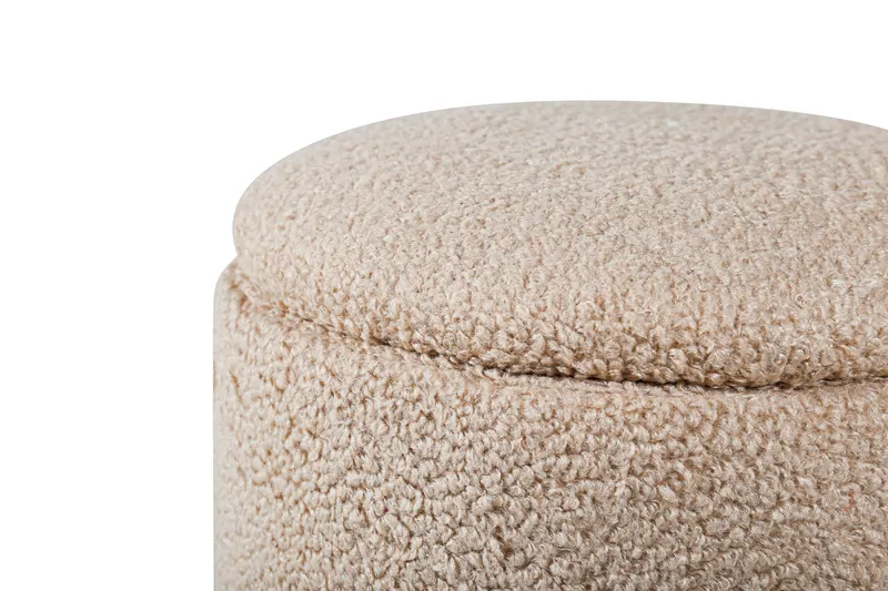 Limpen zylinderförmiger Pouf mit Deckel in Beige, Polyester-Teddystoff, Ansicht 4