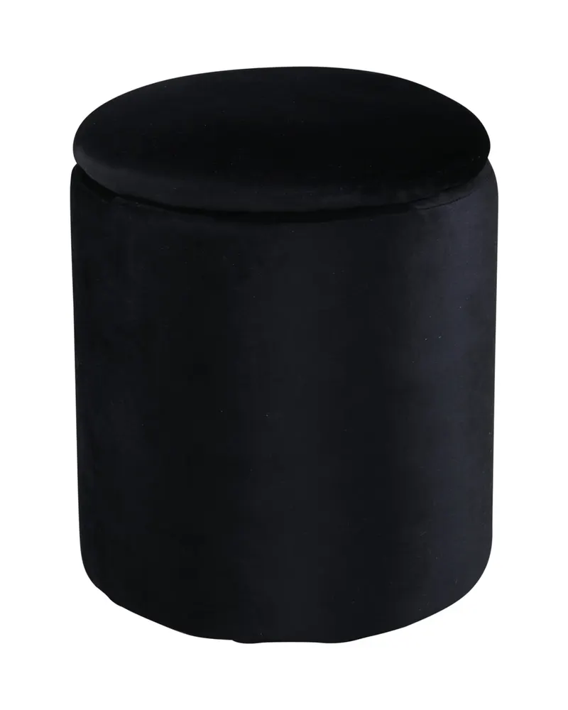 Limpen Pouf mit Deckel und Stauraum, schmaler Zylinder Ø 32 cm, Schwarz