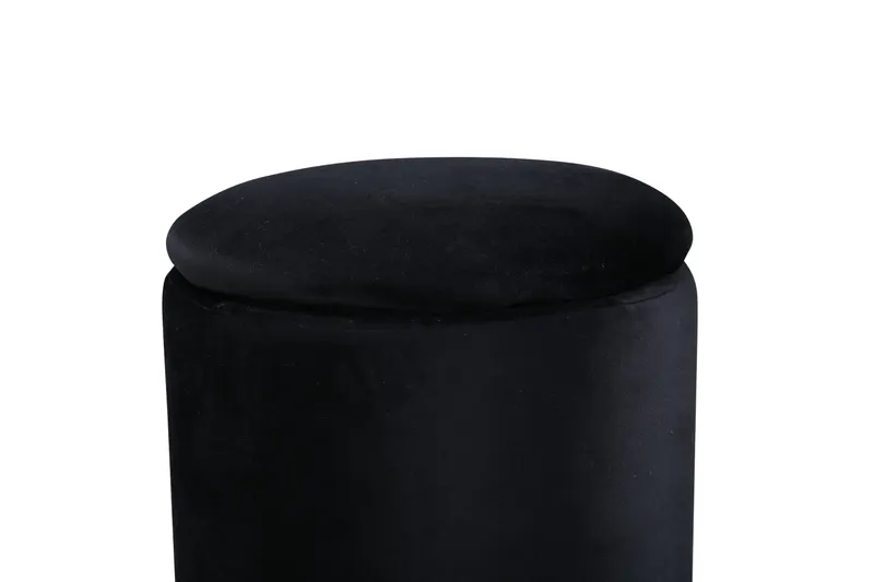Limpen zylinderförmiger Pouf mit Deckel in Schwarz, Polyester-Teddystoff, Ansicht 4