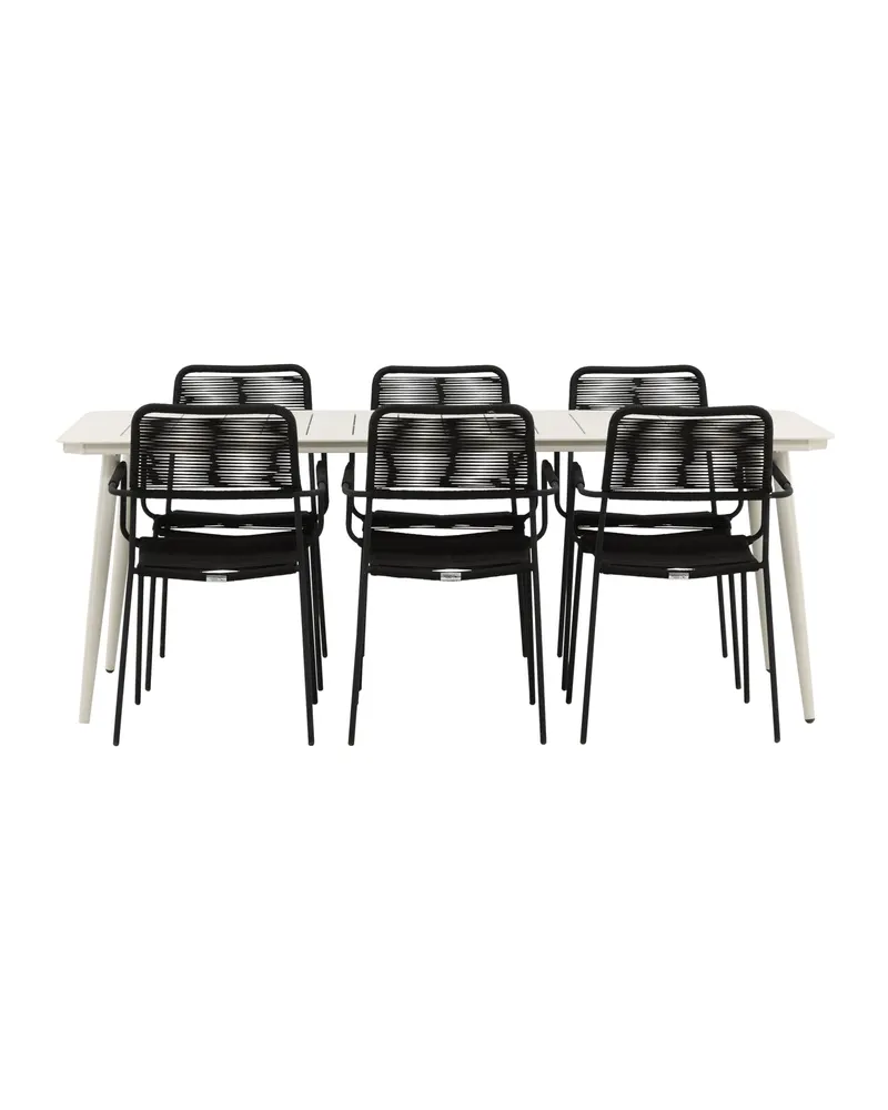 Lina & Lindos Gartenmöbel-Set mit Aluminiumtisch und 6 Seilstühlen in Schwarz, Ansicht 7