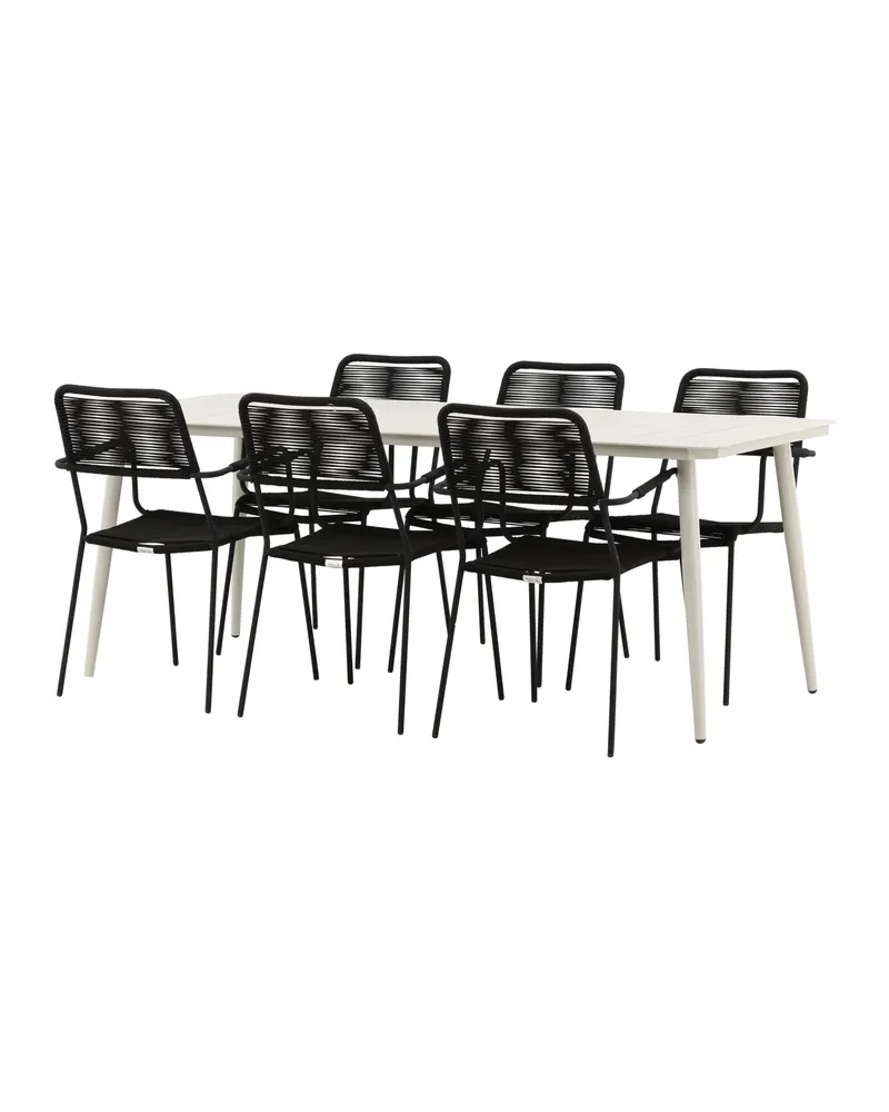 Lina & Lindos Gartenmöbel-Set mit Aluminiumtisch und 6 Seilstühlen in Schwarz, Ansicht 8
