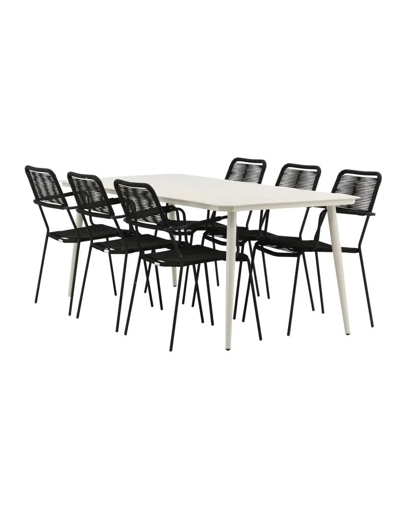 Lina & Lindos Gartenmöbel-Set mit Aluminiumtisch und 6 Seilstühlen in Schwarz, Ansicht 9