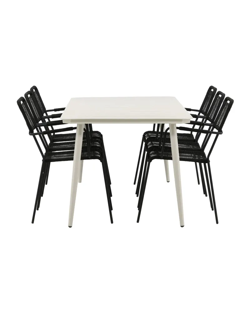 Lina & Lindos Gartenmöbel-Set mit Aluminiumtisch und 6 Seilstühlen in Schwarz, Ansicht 10