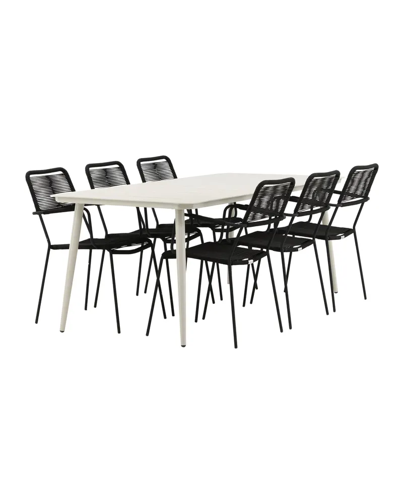 Lina & Lindos Gartenmöbel-Set mit Aluminiumtisch und 6 Seilstühlen in Schwarz, Ansicht 11
