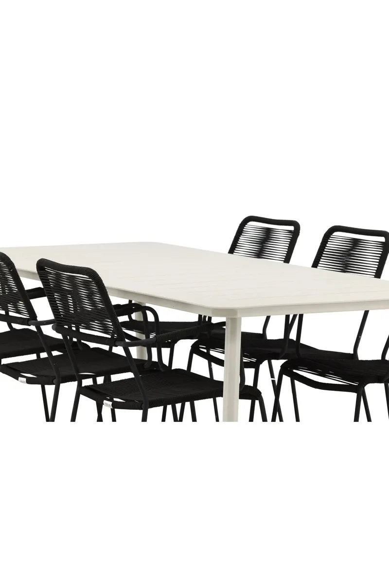 Lina & Lindos Gartenmöbel-Set mit Aluminiumtisch und 6 Seilstühlen in Schwarz, Ansicht 13