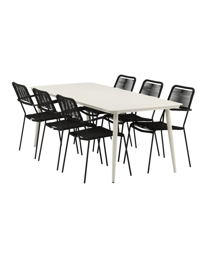 Lina & Lindos Gartenmöbel-Set mit Aluminiumtisch und 6 Seilstühlen in Schwarz, Ansicht 14