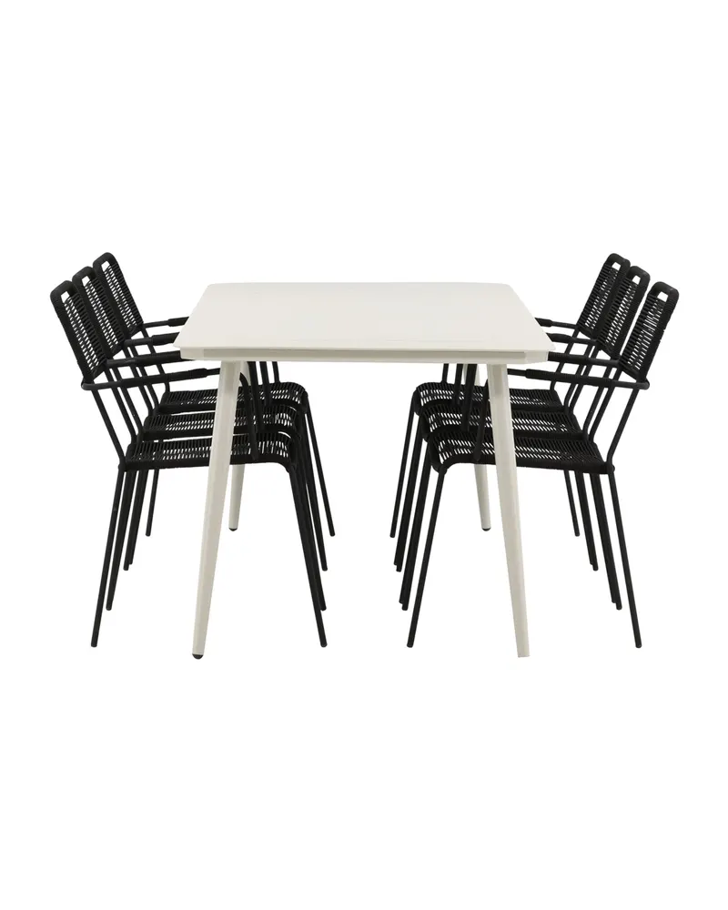 Lina & Lindos Gartenmöbel-Set mit Aluminiumtisch und 6 Seilstühlen in Schwarz, Ansicht 4