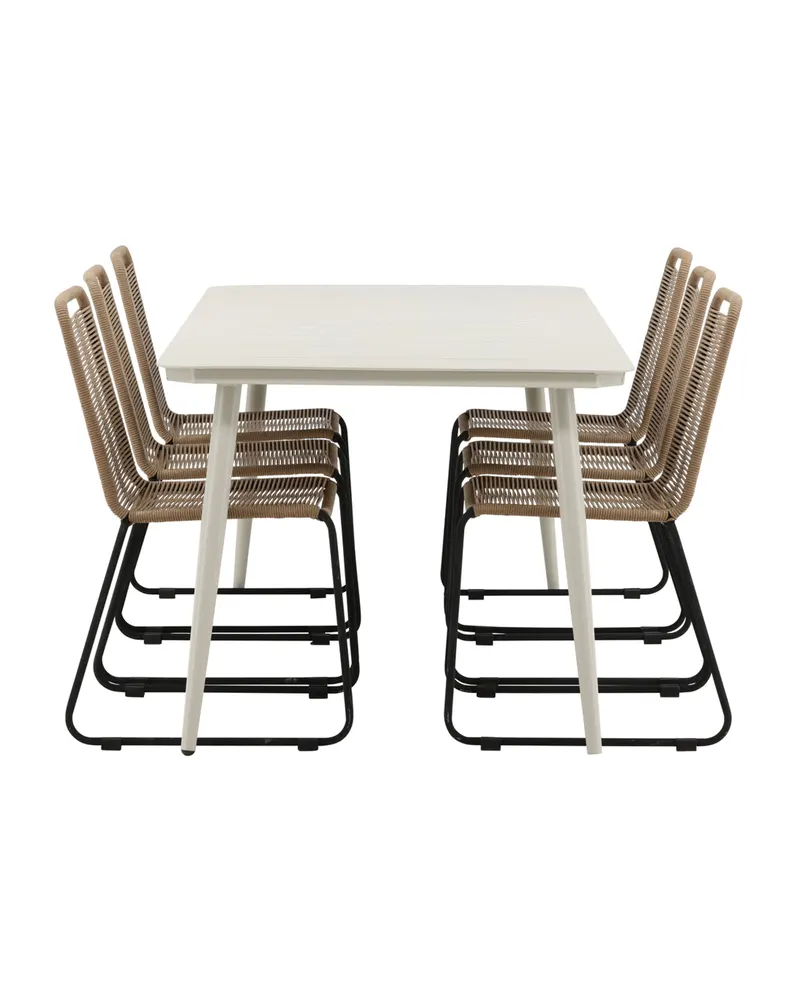 Lina & Lindos Gartenmöbel-Set mit Aluminiumtisch und 6 Seilstühlen in Braun, Gestell Schwarz, Ansicht 8