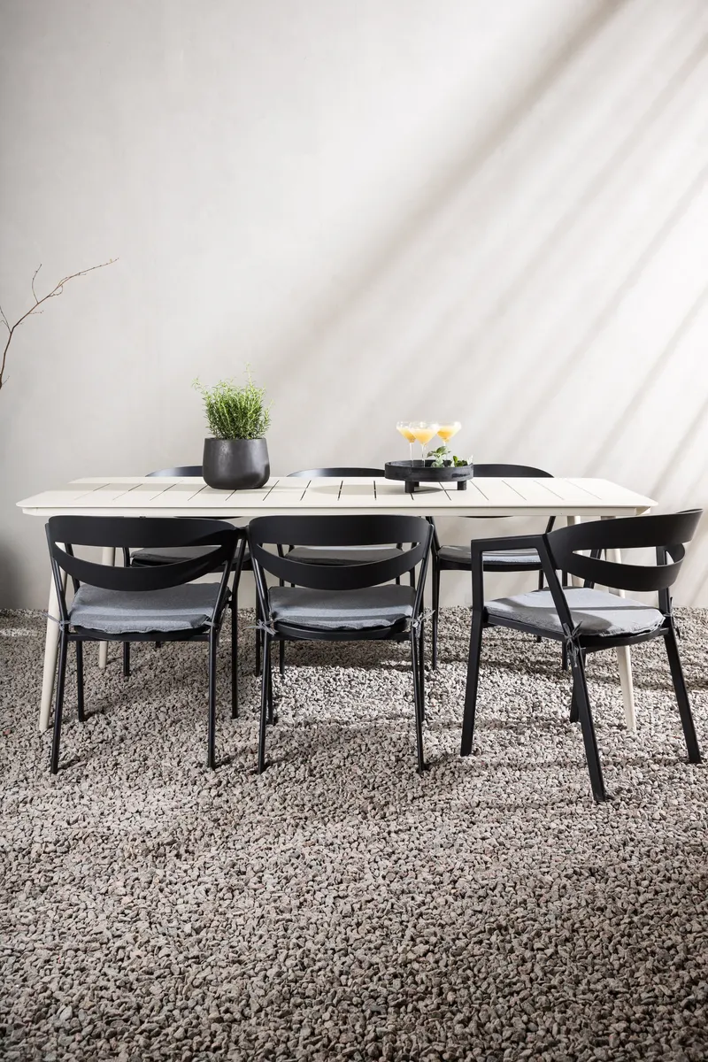 Lina & Slit Gartenmöbel-Set mit Aluminiumtisch und 6 Stühlen, im Wohnraum, Ansicht 1