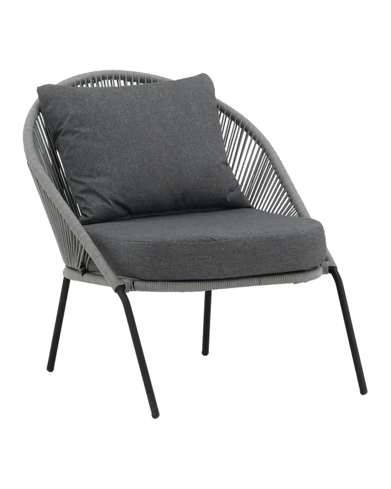 Lindos Outdoor-Loungesessel im 2er-Set in Grau, Gestell Schwarz, Ansicht 1