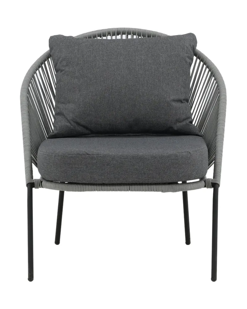 Lindos Outdoor-Loungesessel im 2er-Set in Grau, Gestell Schwarz, Ansicht 12