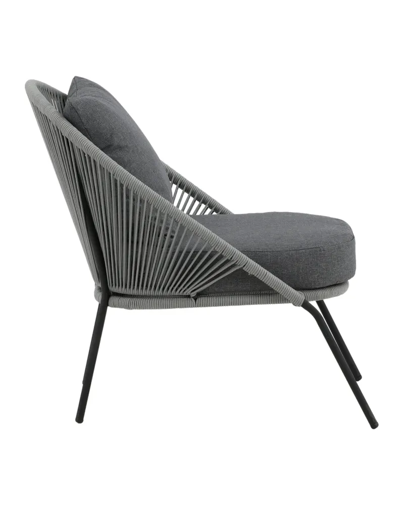 Lindos Outdoor-Loungesessel im 2er-Set in Grau, Gestell Schwarz, Ansicht 3