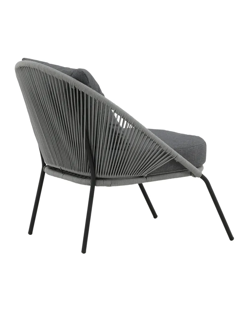 Lindos Outdoor-Loungesessel im 2er-Set in Grau, Gestell Schwarz, Ansicht 4