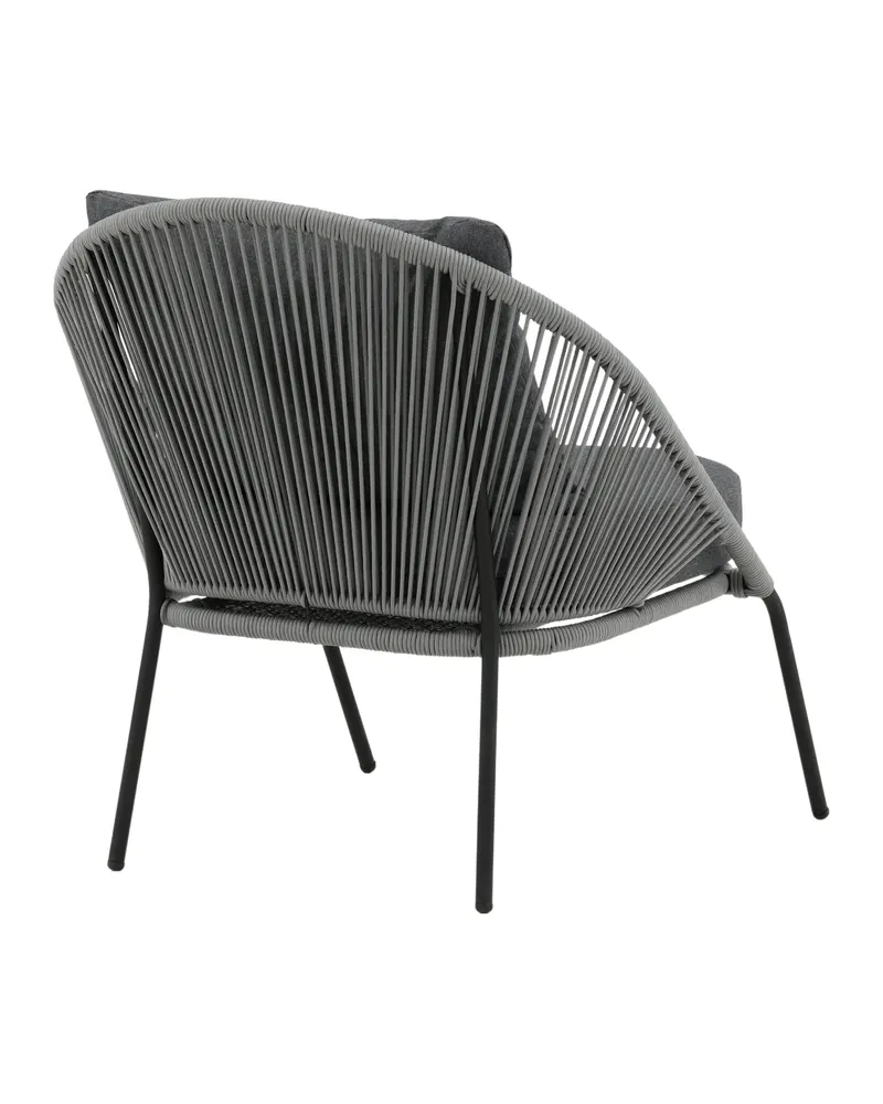 Lindos Outdoor-Loungesessel im 2er-Set in Grau, Gestell Schwarz, Ansicht 5