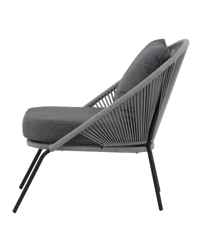 Lindos Outdoor-Loungesessel im 2er-Set in Grau, Gestell Schwarz, Ansicht 9