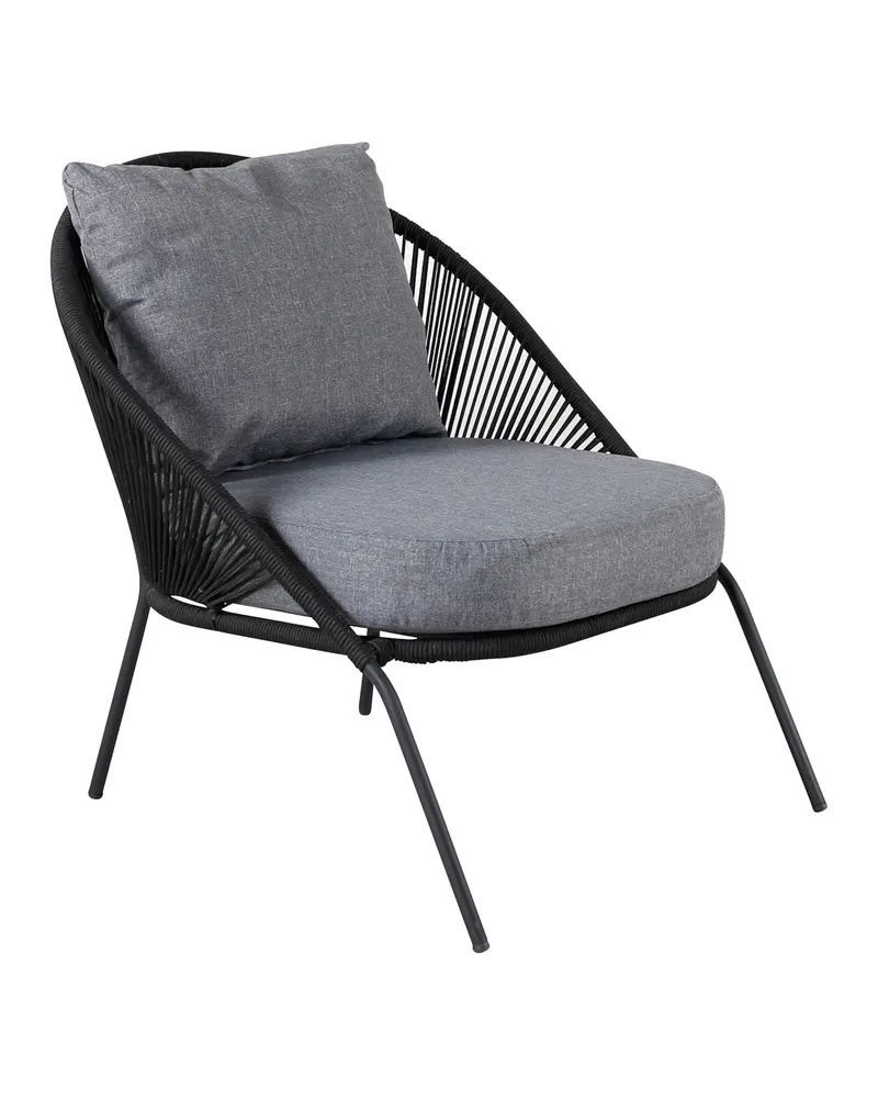 Lindos Outdoor-Loungesessel im 2er-Set in Schwarz, Ansicht 1