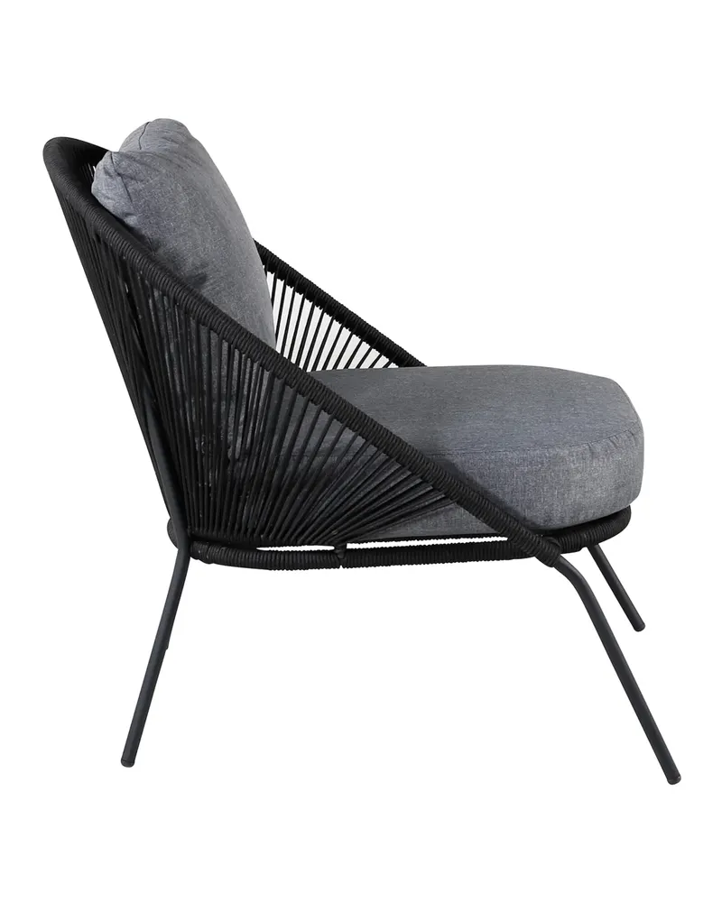Lindos Outdoor-Loungesessel im 2er-Set in Schwarz, Ansicht 3