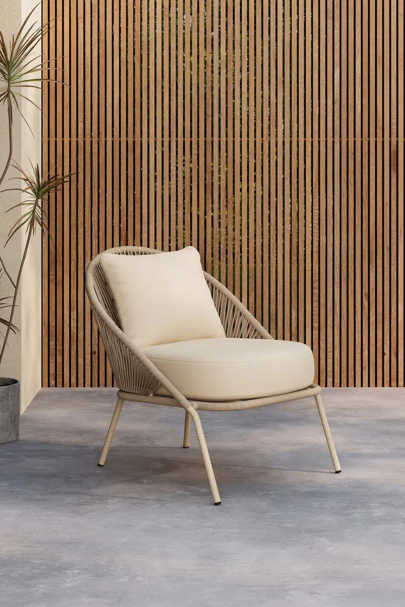 Lindos Outdoor-Loungesessel im 2er-Set in Beige, im Wohnraum, Ansicht 1