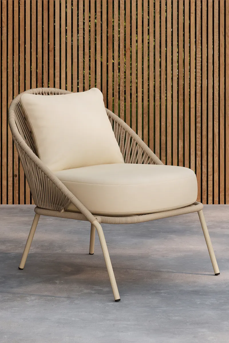 Lindos Outdoor-Loungesessel im 2er-Set in Beige, im Wohnraum, Ansicht 2