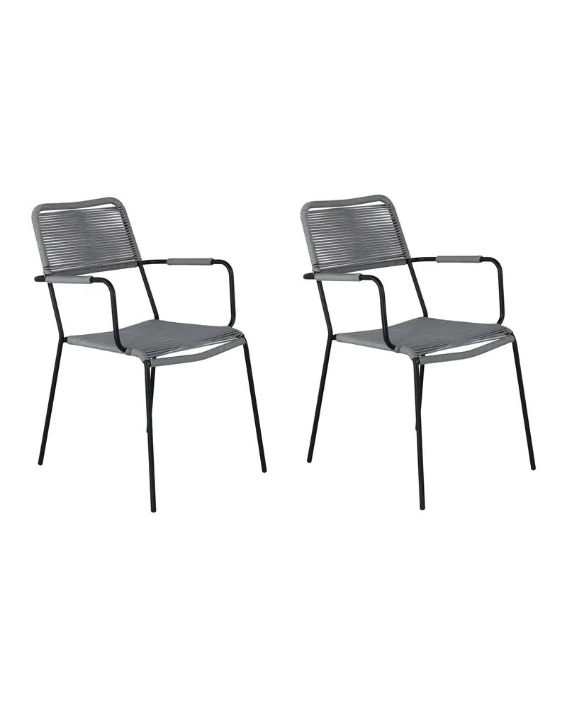 Lindos Gartenstühle im 2er-Set in Grau, Gestell Schwarz