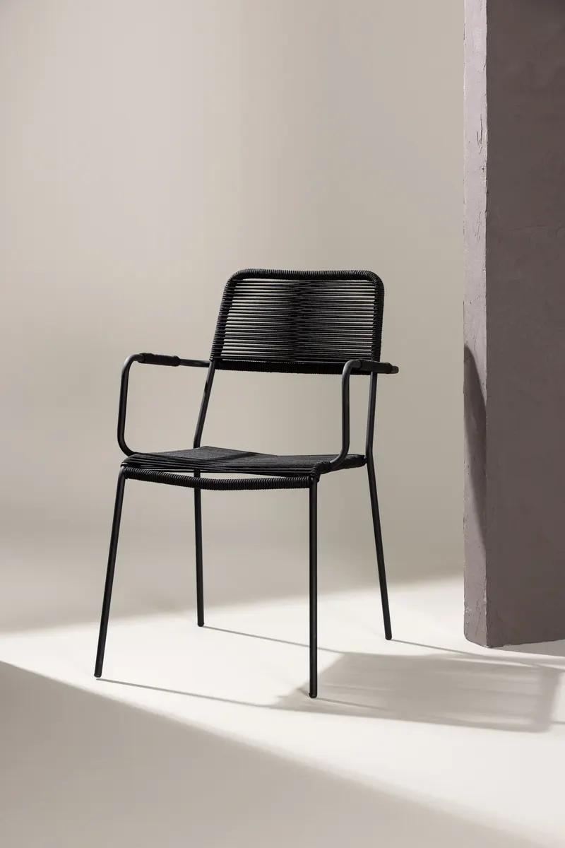 Lindos Gartenstühle im 2er-Set in Schwarz, im Wohnraum, Ansicht 1