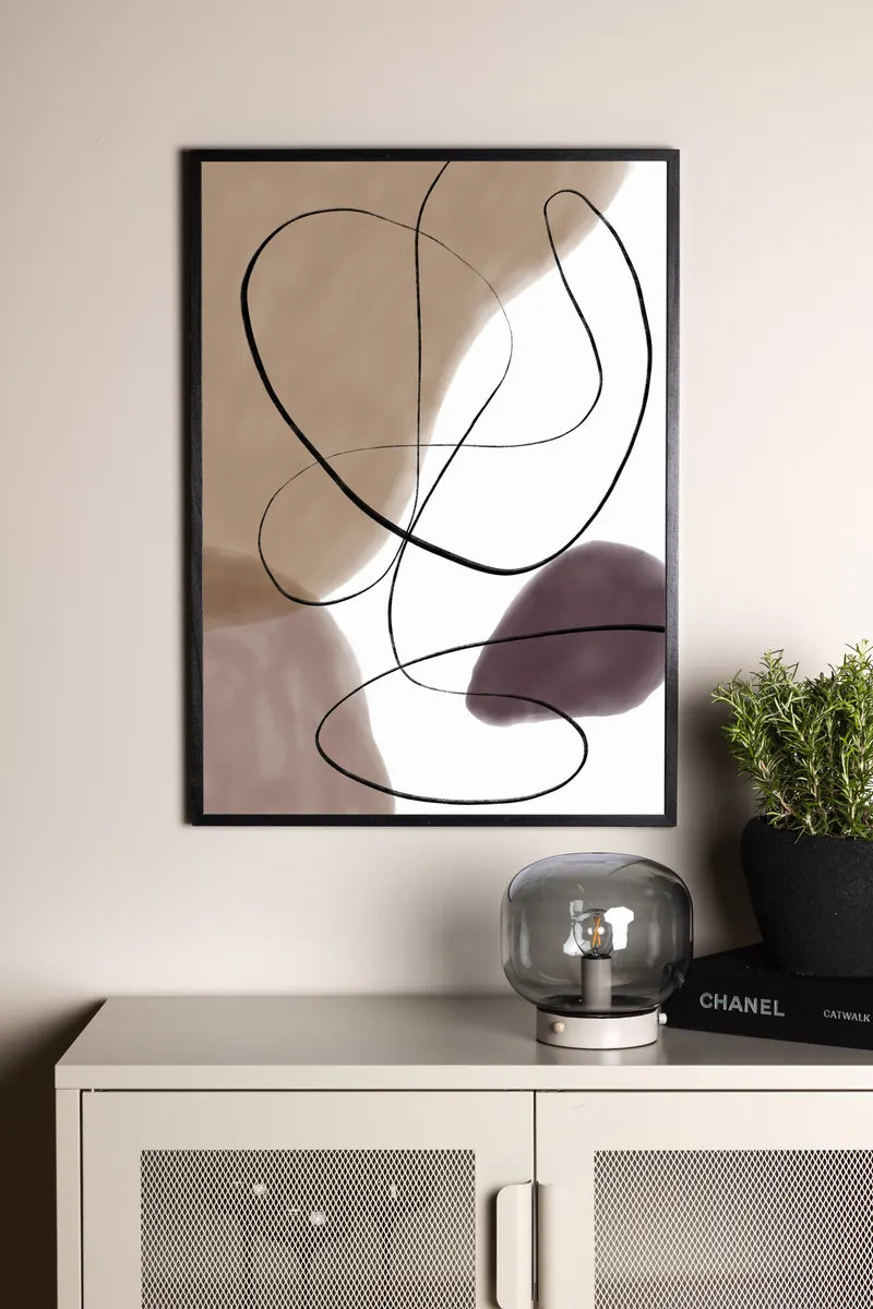 Lines Poster, Linienschleifen über weichen Flächen in Beige