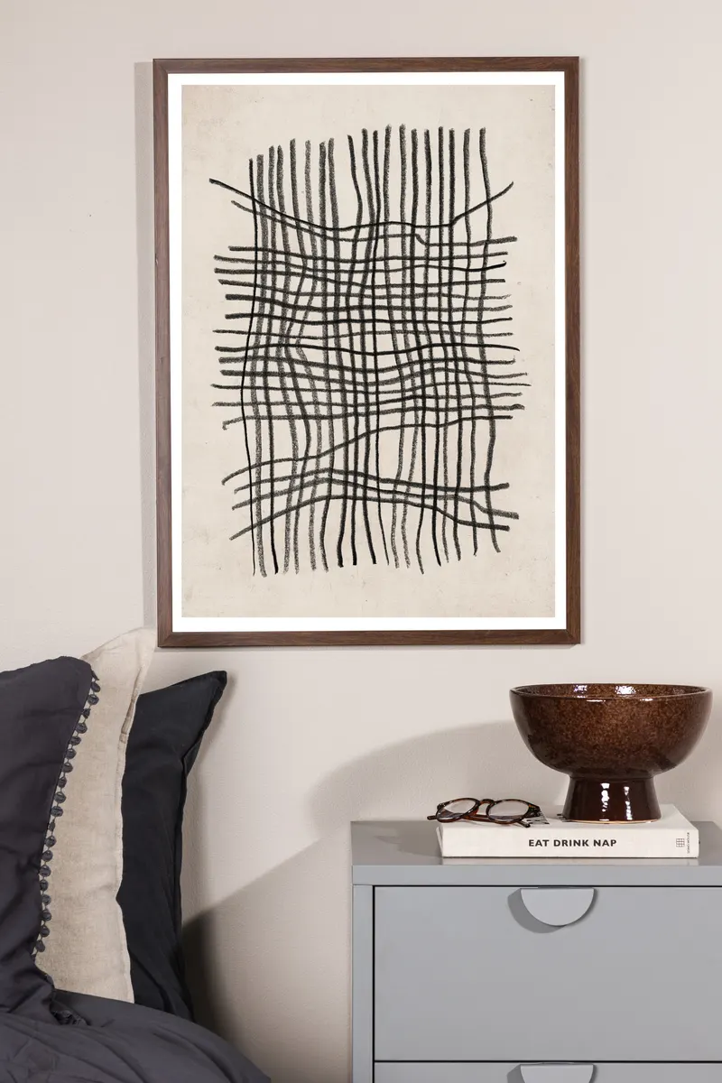 Linework Poster mit Liniengitter in 100 × 70 cm, im Wohnraum, Ansicht 1