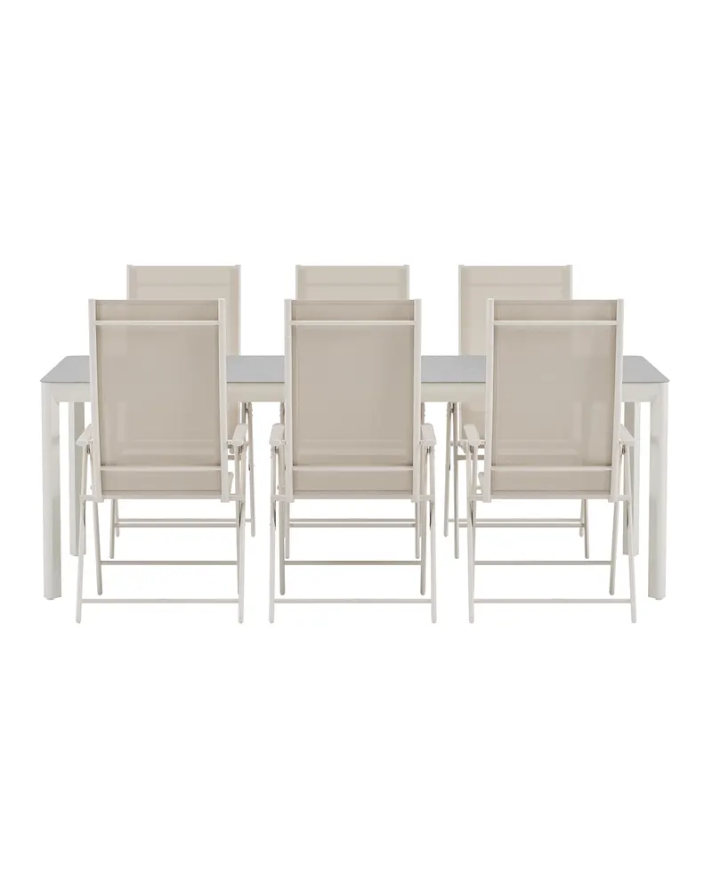 Lino & Levanzo Gartenmöbel Set mit Keramikglas-Tisch und 6 Klappstühlen, Ansicht 2