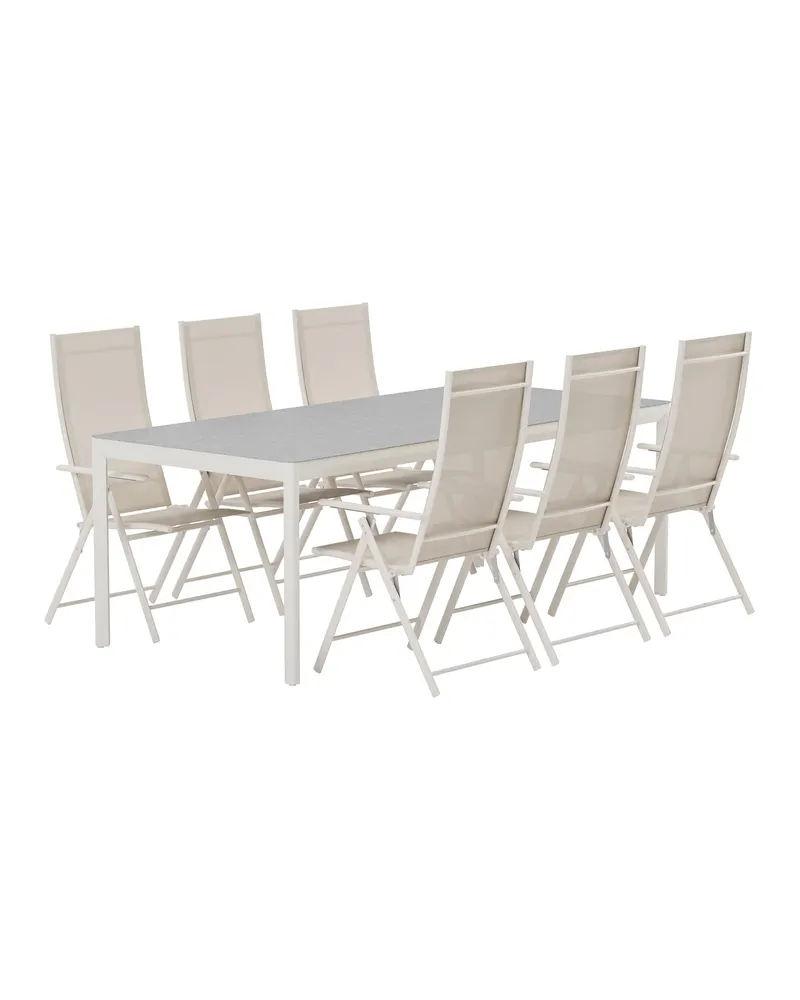 Lino & Levanzo Gartenmöbel Set mit Keramikglas-Tisch und 6 Klappstühlen, Ansicht 3