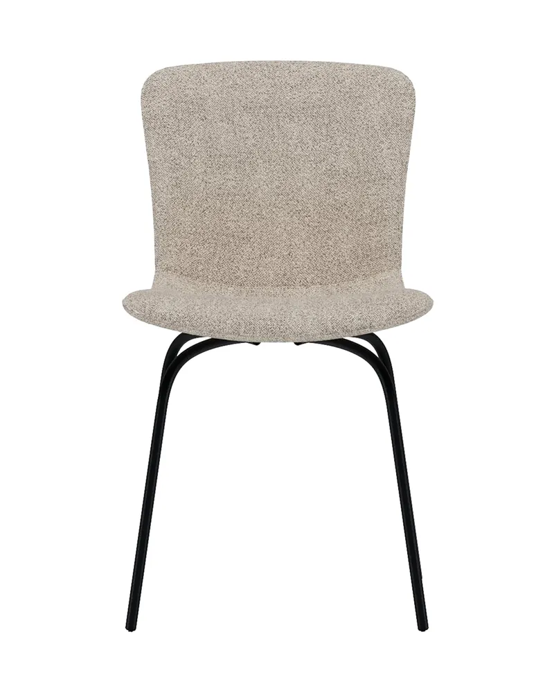 Linus Esszimmerstühle im 2er-Set: beiger Bouclé, schwarze Beine, Beige, Schwarz