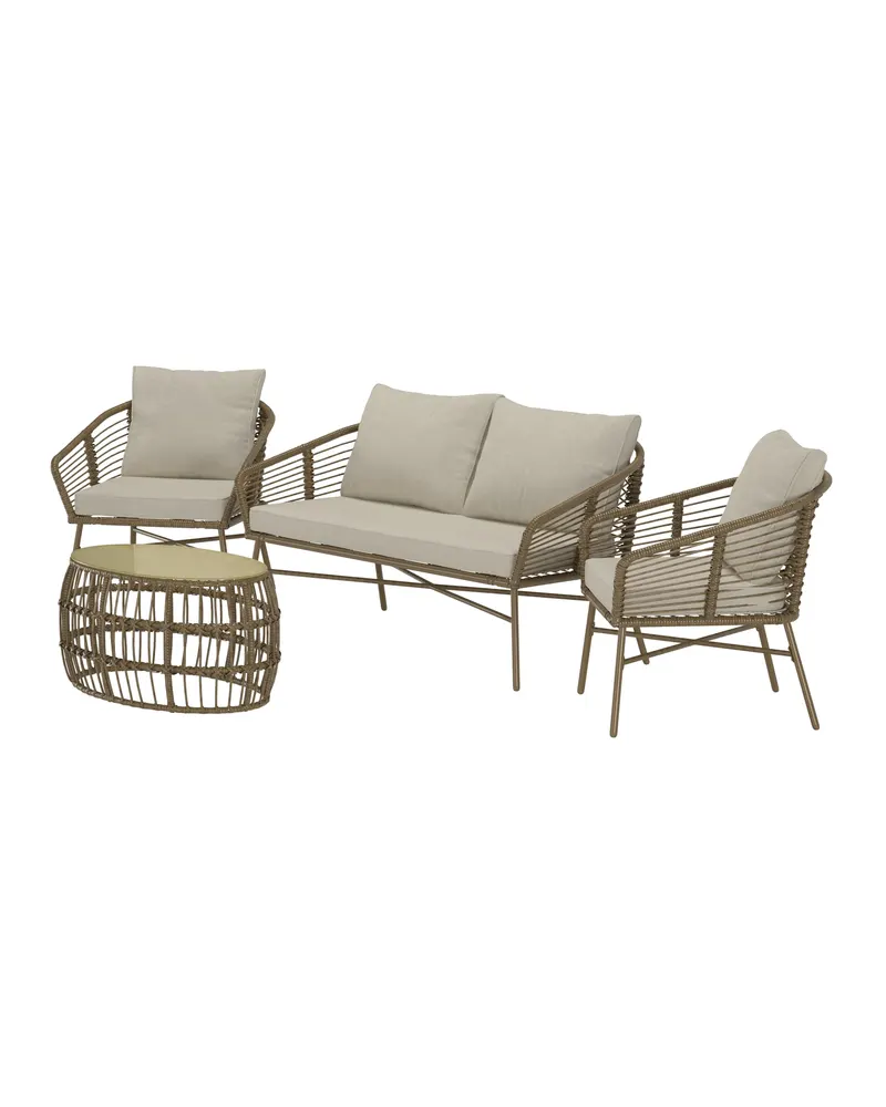 Lipari Gartenlounge aus Geflecht mit Glastisch, Ansicht 2