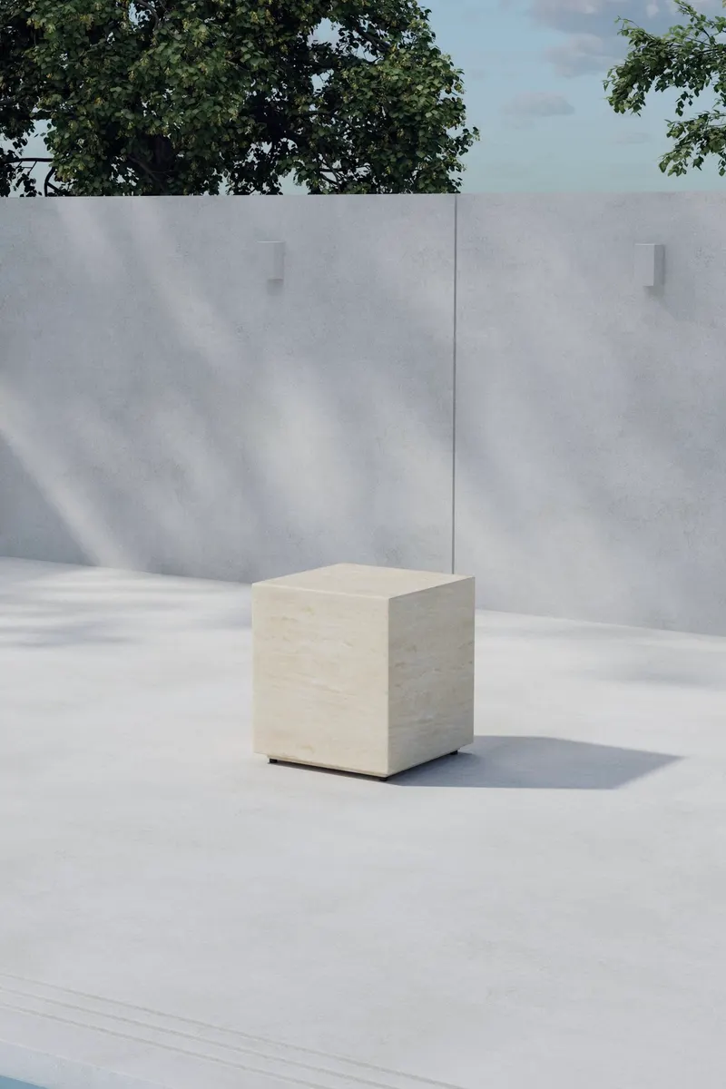 Lissabon quadratischer Outdoor-Beistelltisch in 40 × 40 × 45 cm, im Wohnraum