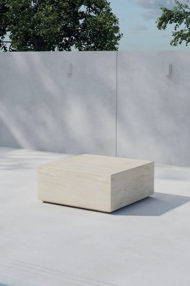 Lissabon quadratischer Outdoor-Beistelltisch in 80 × 80 × 35 cm, im Wohnraum