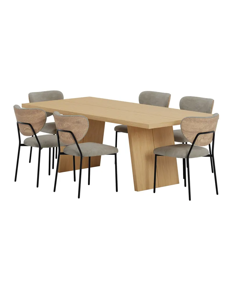 Logga & Butterfly Essgruppe mit rechteckigem Esstisch und 6 Polsterstühlen, Ansicht 2