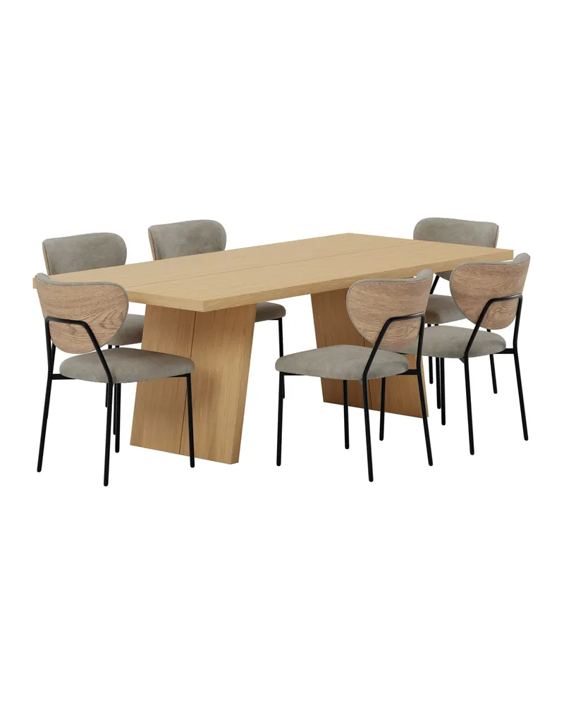 Logga & Butterfly Essgruppe mit rechteckigem Esstisch und 6 Polsterstühlen, Ansicht 3