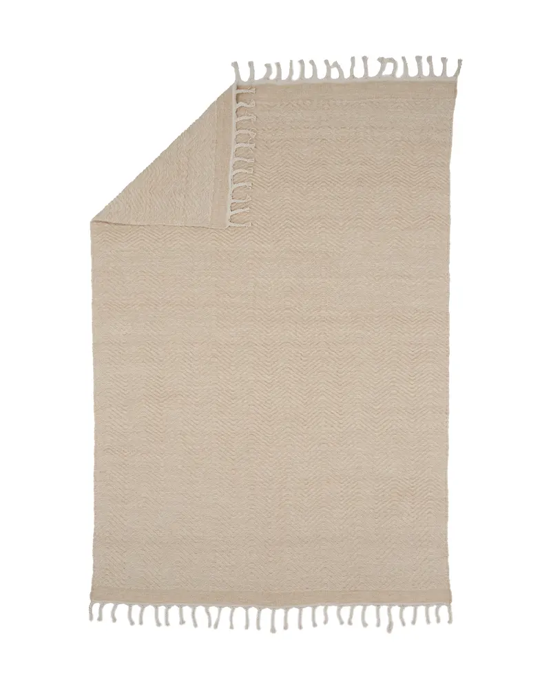 Loke Teppich aus Wolle und Baumwolle mit Fransen in 230 × 160 cm, Ansicht 2