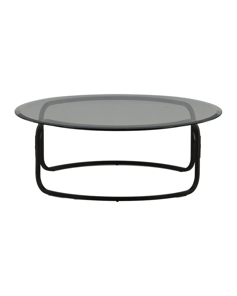 Lomma runder Couchtisch aus Glas, Ø 110 cm, mit geschwungenem Gestell